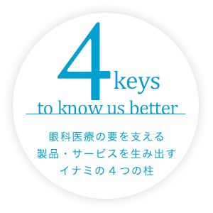 4keys to know us better 眼科医療の要を支える製品・サービスを生み出すイナミの4つの柱